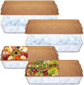 4 Set 16" x 9" Plastic Chilled Serving Tray for Parties, Light Wood in Light Wood