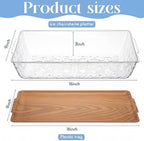 4 Set 16" x 9" Plastic Chilled Serving Tray for Parties, Light Wood in Light Wood, alternate view 3