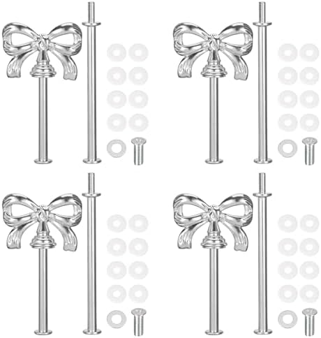 4 Set 2-Tier Cupcake Stand Hardware Handles, Zinc Alloy Cake Plate Stand Handle Fittings with Screws for DIY