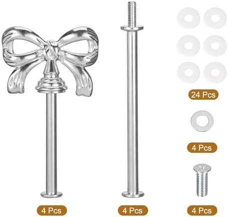 4 Set 2-Tier Cupcake Stand Hardware Handles, Zinc Alloy Cake Plate Stand Handle Fittings with Screws for DIY, alternate view