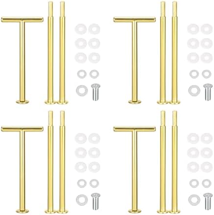 4 Set 3-Tier Cupcake Stand Hardware Handles Cake Plate Stand in Gold