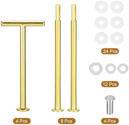 4 Set 3-Tier Cupcake Stand Hardware Handles Cake Plate Stand in Gold, alternate view 5