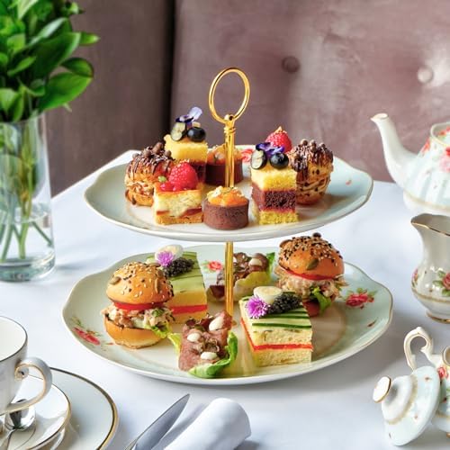 4 Set 3-Tier Cupcake Stand Hardware Handles Cake Plate Stand in Gold, alternate view 6