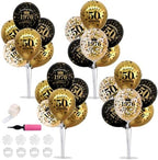 4 Set 50th Birthday Decor Printed 1976 Black Gold Balloon Stand in 4 Count (Pack of 1) in Black Gold