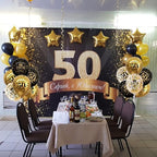 4 Set 50th Birthday Decor Printed 1976 Black Gold Balloon Stand in 4 Count (Pack of 1) in Black Gold, alternate view 5