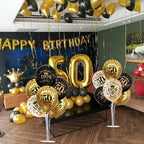 4 Set 50th Birthday Decor Printed 1976 Black Gold Balloon Stand in 4 Count (Pack of 1) in Black Gold, alternate view 6