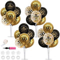 4 Set 60th Birthday Decor Printed 1966 Black Gold Balloon Stand in 12 inch balloons, 26.6 inch stand in Black