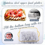 4 Set 9" Chilled Serving Tray for Parties with Compartments Ice Chilled Party Platter Charcuterie Serving Board, alternate