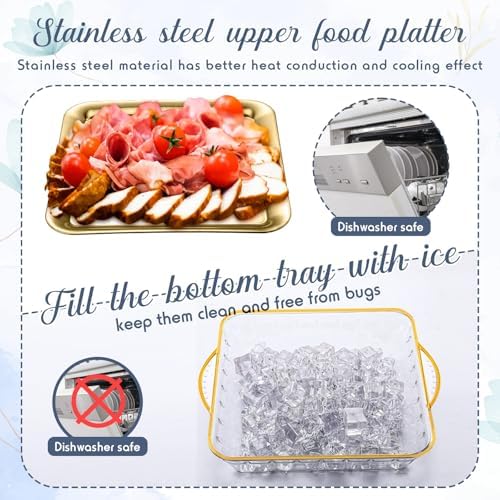 4 Set 9" Chilled Serving Tray for Parties with Compartments Ice Chilled Party Platter Charcuterie Serving Board, alternate