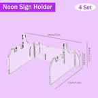 4 Set Acrylic Neon Sign Holder Stand, Clear Tabletop Display Base, alternate view 3