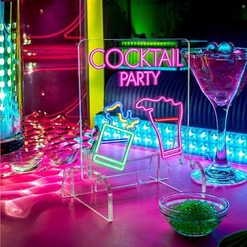 4 Set Acrylic Neon Sign Holder Stand, Clear Tabletop Display Base, alternate view 5