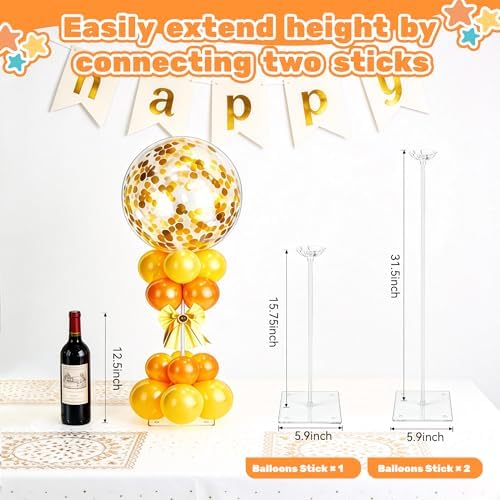 4 Set Balloon Stands for Table Clear 15.75 in Adjustable in Clear 4 Pack, alternate view 3