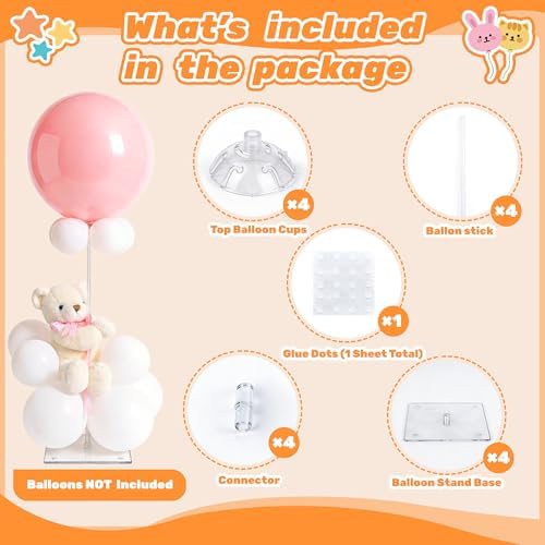 4 Set Balloon Stands for Table Clear 15.75 in Adjustable in Clear 4 Pack, alternate view 5