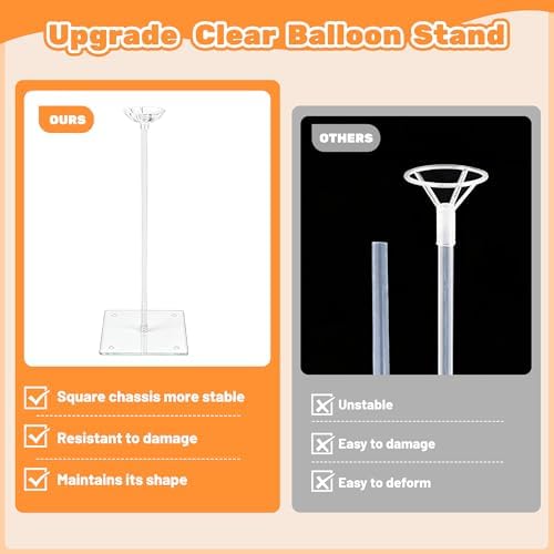 4 Set Balloon Stands for Table Clear 15.75 in Adjustable in Clear 4 Pack, alternate view 6