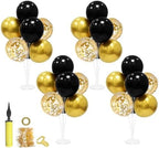 4 Set Black and Gold Balloon Stand Table Centerpieces Party Decor in 4 Count (Pack of 1) in Black Gold