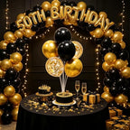 4 Set Black and Gold Balloon Stand Table Centerpieces Party Decor in 4 Count (Pack of 1) in Black Gold, alternate view 2