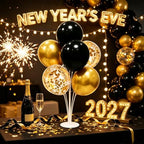 4 Set Black and Gold Balloon Stand Table Centerpieces Party Decor in 4 Count (Pack of 1) in Black Gold, alternate view 6