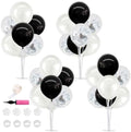 4 Set Black and White Balloon Stand Balloon Centerpiece for Table in 4 Count (Pack of 1) in Metallic Blue Silver