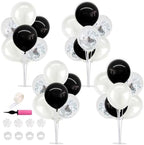 4 Set Black and White Balloon Stand Balloon Centerpiece for Table in 4 Count (Pack of 1) in Metallic Blue Silver