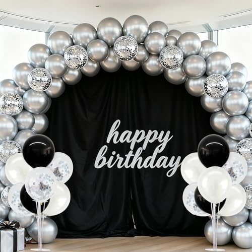4 Set Black and White Balloon Stand Balloon Centerpiece for Table in 4 Count (Pack of 1) in Metallic Blue Silver, alternate