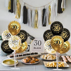 4 Set Black Gold 30 Printed Balloon Stands for 30th Birthday Decor in 4 Count (Pack of 1) in Black Gold, alternate view 2