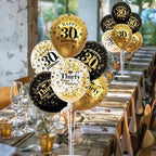 4 Set Black Gold 30 Printed Balloon Stands for 30th Birthday Decor in 4 Count (Pack of 1) in Black Gold, alternate view 6