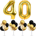 4 Set Black Gold 40 Balloon Stand Balloon Centerpieces for Table in 4 Count (Pack of 1) in Black Gold-foil Gold