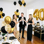 4 Set Black Gold 40 Balloon Stand Balloon Centerpieces for Table in 4 Count (Pack of 1) in Black Gold-foil Gold, alternate