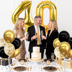 4 Set Black Gold 40 Balloon Stand Balloon Centerpieces for Table in 4 Count (Pack of 1) in Black Gold-foil Gold, alternate