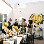 4 Set Black Gold 40 Balloon Stand Balloon Centerpieces for Table in 4 Count (Pack of 1) in Black Gold-foil Gold, alternate