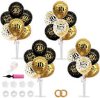 4 Set Black Gold 40 Printed Balloon Stands for 40th Birthday Decor in 4 Count (Pack of 1) in Black Gold