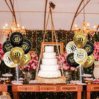 4 Set Black Gold 40 Printed Balloon Stands for 40th Birthday Decor in 4 Count (Pack of 1) in Black Gold, alternate view 5