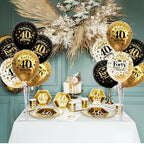 4 Set Black Gold 40 Printed Balloon Stands for 40th Birthday Decor in 4 Count (Pack of 1) in Black Gold, alternate view 6