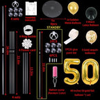 4 Set Black Gold 50 Balloon Stand Balloon Centerpieces for Table in 12 inches in Black Gold-foil Gold 50, alternate view 3