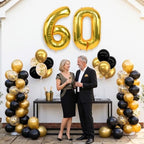 4 Set Black Gold 60 Balloon Stand Balloon Centerpieces for Table in 4 Count (Pack of 1) in Black Gold-foil Gold, alternate
