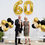 4 Set Black Gold 60 Balloon Stand Balloon Centerpieces for Table in 4 Count (Pack of 1) in Black Gold-foil Gold, alternate