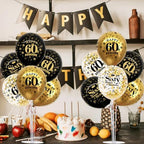 4 Set Black Gold 60 Printed Balloon Stands for 60th Birthday Decor in 4 Count (Pack of 1) in Black Gold, alternate view 6
