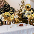 4 Set Black Gold 70 Printed Balloon Stands for 70th Birthday Decor in 4 Count (Pack of 1) in Black Gold, alternate view 5