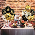 4 Set Black Gold 70 Printed Balloon Stands for 70th Birthday Decor in 4 Count (Pack of 1) in Black Gold, alternate view 6