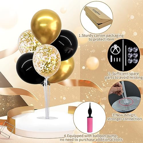 4 Set Black Gold Balloon Stand Balloon Centerpieces for Table in 4 Count (Pack of 1) in Gold, alternate view 5