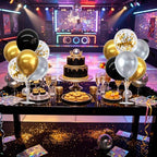 4 Set Black Gold Silver Balloon Stand Balloon Centerpiece for Table in 12 inches in Black Gold Silver, alternate view 6