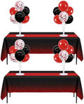 4 Set Black Red Balloon Stand Centerpieces with Tablecloth in Black Red Red Tablecloth