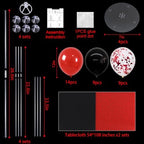 4 Set Black Red Balloon Stand Centerpieces with Tablecloth in Black Red Red Tablecloth, alternate view 3