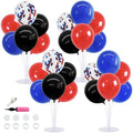 4 Set Black Red Blue Balloon Stand Balloon Centerpieces for Table in 12 inches in Metallic Blue Silver
