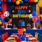 4 Set Black Red Blue Balloon Stand Balloon Centerpieces for Table in 12 inches in Metallic Blue Silver, alternate view 5
