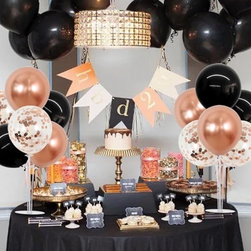 4 Set Black Rose Gold Balloon Centerpieces for Table, Balloon Stand in 4 Count (Pack of 1) in Metallic Blue, alternate view 5