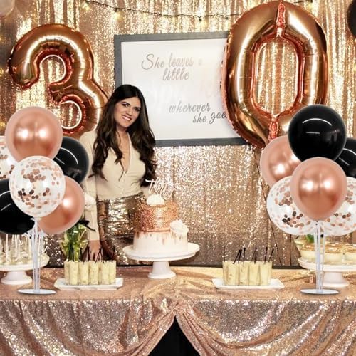 4 Set Black Rose Gold Balloon Centerpieces for Table, Balloon Stand in 4 Count (Pack of 1) in Metallic Blue, alternate view 6