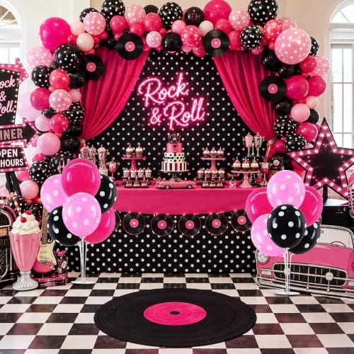 4 Set Black Rose Red Pink Polka Balloon Stand Centerpiece for Table in 12 inches in Metallic Blue Silver, alternate view 5