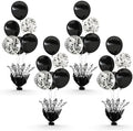 4 Set Black Table Balloons Foil Spray Centerpiece with Black and Confetti Balloons Stand Kit for Birthday Party