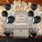 4 Set Black Table Balloons Foil Spray Centerpiece with Black and Confetti Balloons Stand Kit for Birthday Party, alternate